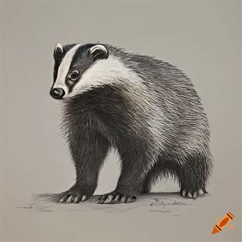 Realistic pencil drawing of a badger on Craiyon