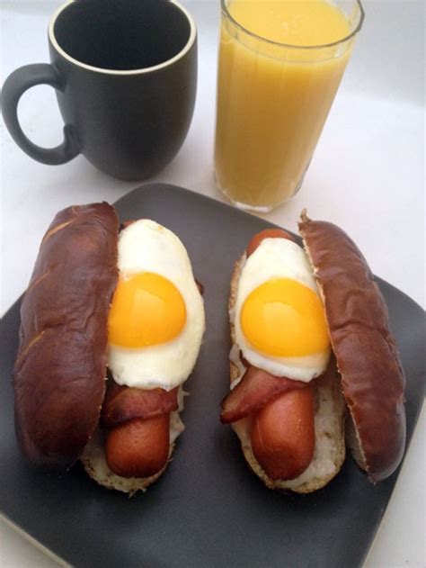 Breakfast Hot Dogs - DudeFoods.com - Food Recipes & Videos