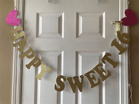 Sweet 16 Birthday Banner, Birthday Party Decoration, Sweet 16 Birthday ...