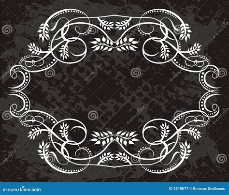 White Scroll Frame On Black Royalty Free Stock Photography - Image: 3318077