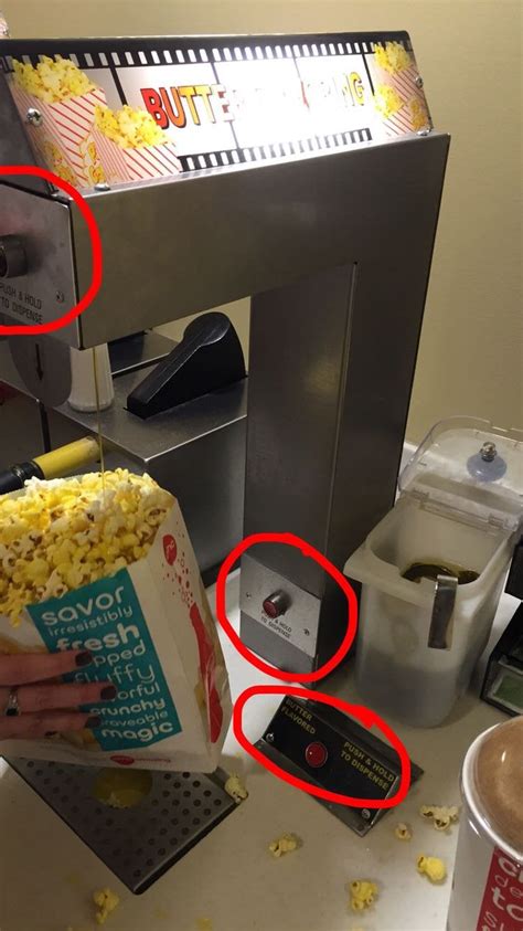 My theatres Popcorn Butter machine has 3 buttons on it to dispense ...