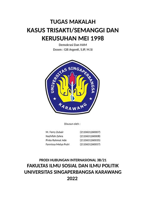 Makalah Kasus Trisakti, Semanggi, dan Kerusuhan Mei 1998 - TUGAS MAKALAH KASUS TRISAKTI/SEMANGGI ...