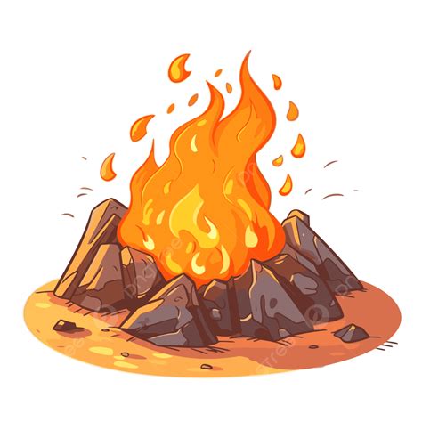 Bonfire Clipart Cartoon Campfire With Hot Stones Vector, Cartoon Clipart, Campfire Clipart ...