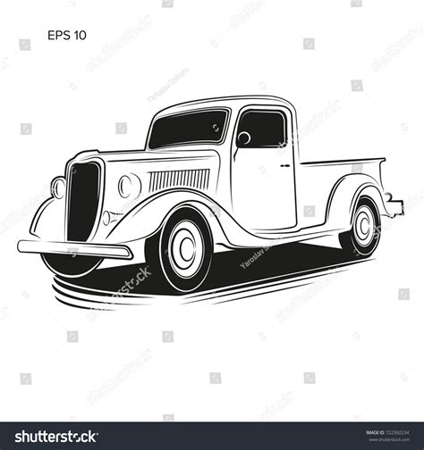 Old Retro Pickup Truck Vector Illustration Stock Vector (Royalty Free) 722392234