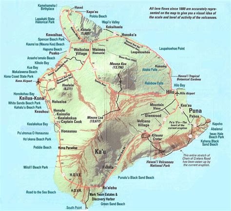 Large detailed map of Big Island of Hawaii with roads and cities ...