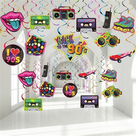 Buy 30 Pieces 90s Theme Party Decorations 90's Party Colorful 1990's Hip Hop Throwback Birthday ...