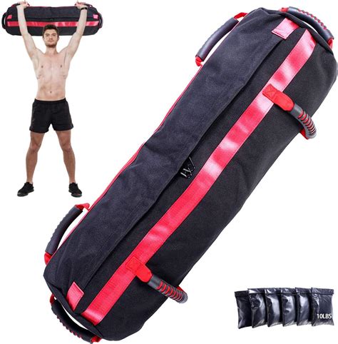 Workout Sandbag, Adjustable Fitness Sandbag with 6 Filler Bags 10 to 60 Lbs, 6 Ergonomic Rubber ...