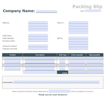 Blank Packing List Template Database