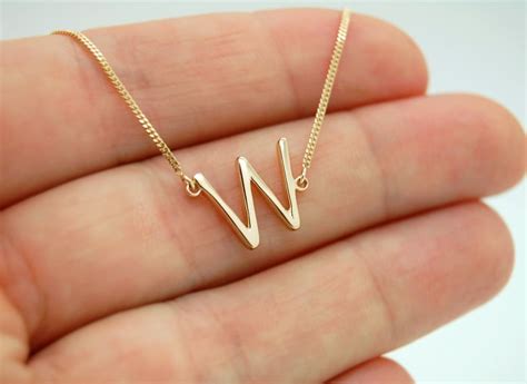 Sideways Initial Necklace 14K Gold Custom Block Letter Necklace – Fine ...