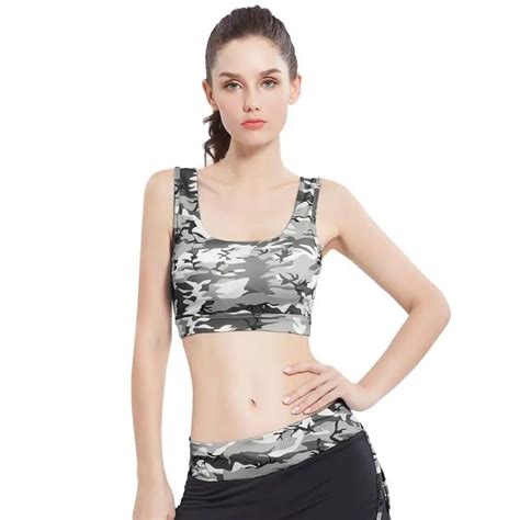 Women Cross Sports Bra Sport Top For Female Brassiere Camouflage Print Gym Fitness Push Up ...