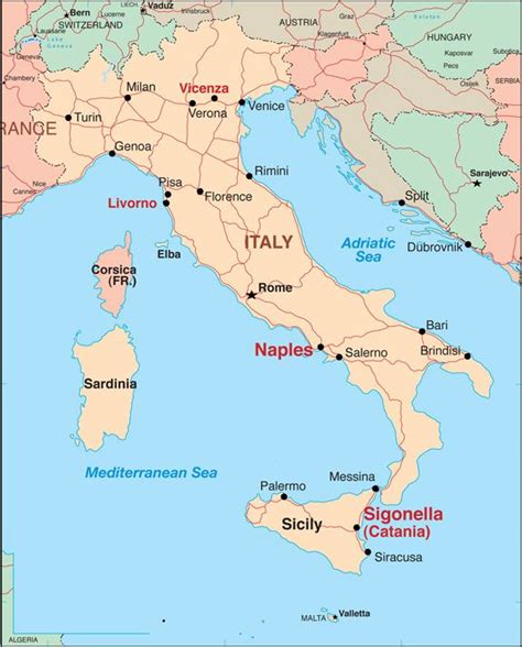 Sigonella Italy Map | World Map Gray