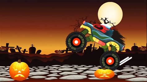 Monster Trucks Cartoons For Children Scary Truck In Halloween Video For ...