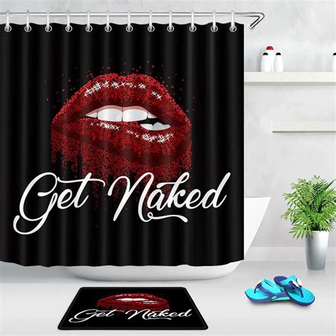 Vibrant and Cheeky: Alluring Crimson Pout Comical Quotes Noir Art Waterproof Shower Curtain Set ...