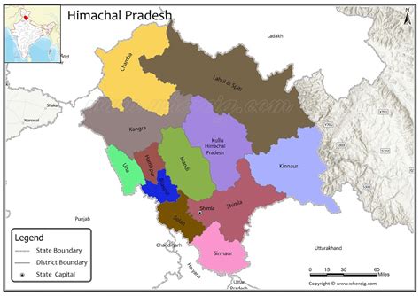 Himachal Pradesh District Map, List of Districts in Himachal Pradesh