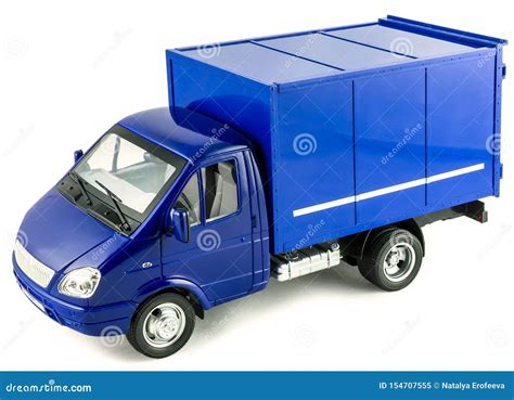 Blue Mail Truck Toy Car. Children`s Toy Plastic Big Car with Isolated ...