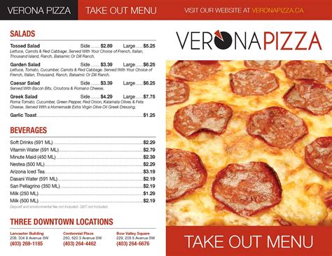 Verona Pizza Menu, Menu for Verona Pizza, Downtown, Calgary - Urbanspoon/Zomato