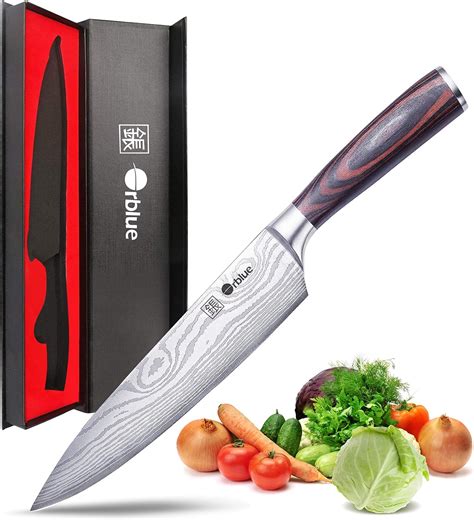 Orblue Chef Knife, 8-Inch High Carbon Stainless Steel Kitchen Chef's ...