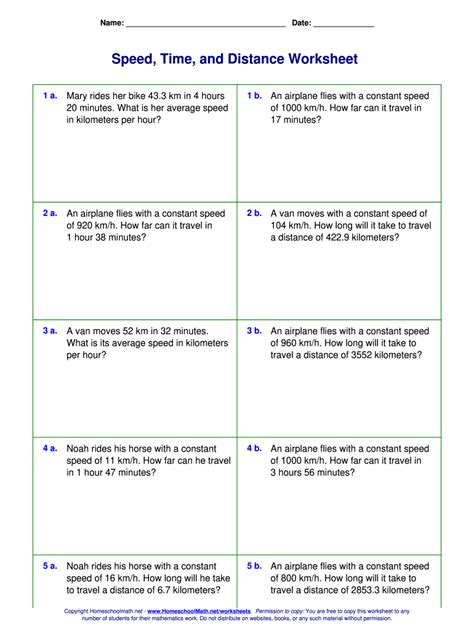 Speed Time And Distance Worksheet - Fill Online, Printable, Fillable, Blank | pdfFiller