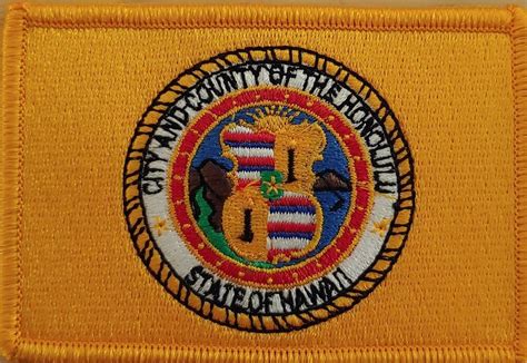 HAWAII State City Of Honolulu Flag Patch W/ Hook Adhesive Fastener Gold Border | eBay | Flag ...