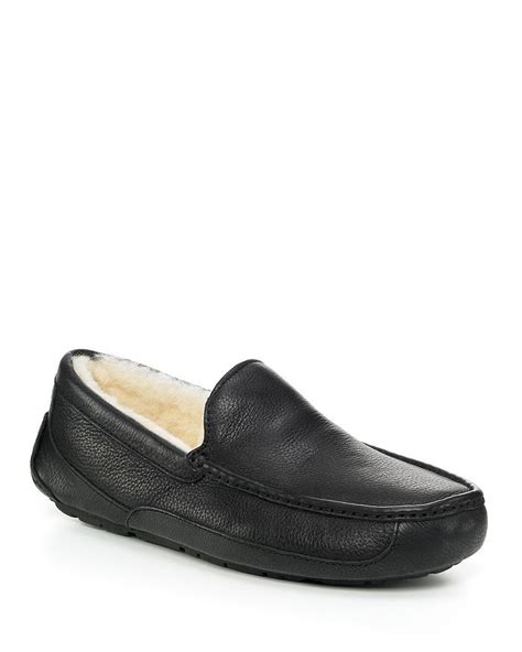 Ugg Men's Ascot Water-resistant Leather Slippers In Black | ModeSens