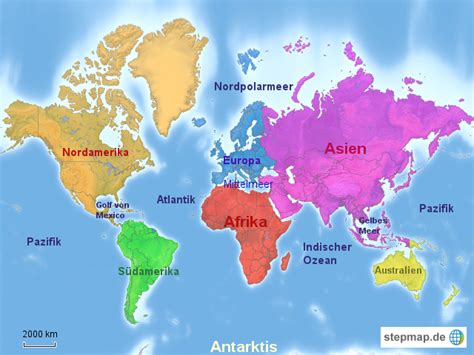 StepMap - Kontinente der Erde - Landkarte für Welt