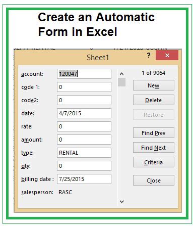 How to create an automatic form in Excel | Microsoft excel, Excel ...