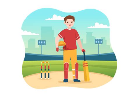 Best Cricket Batsman Illustration download in PNG & Vector format