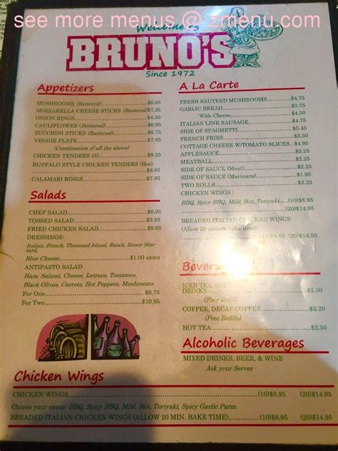 Online Menu of Brunos Pizza & Restaurant Restaurant, Columbus, Ohio, 43229 - Zmenu