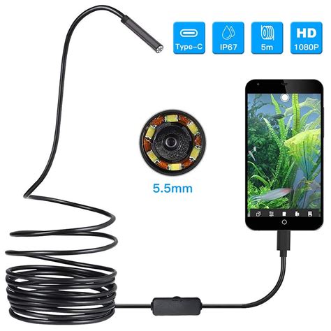 Endoscope Camera, Type C Borescope USB Inspection Camera HD Waterproof Snake Camera with 6 ...