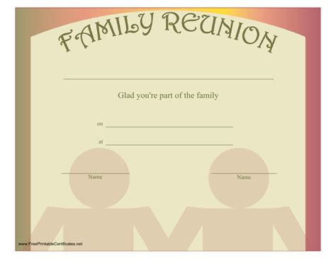 Family Reunion Certificate Template - Two Person Download Printable PDF | Templateroller