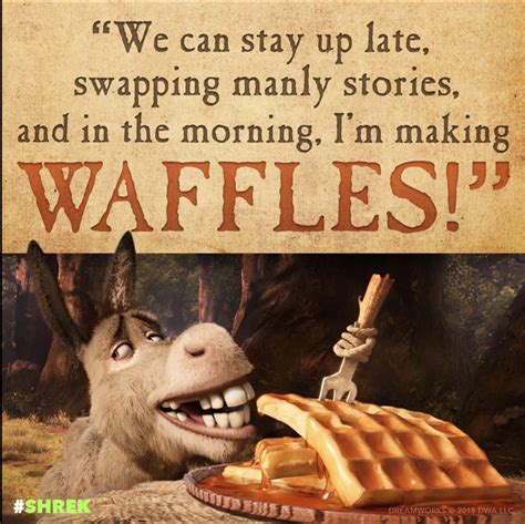 Donkey and his waffles from Shrek | Disney movie night menu, Shrek ...