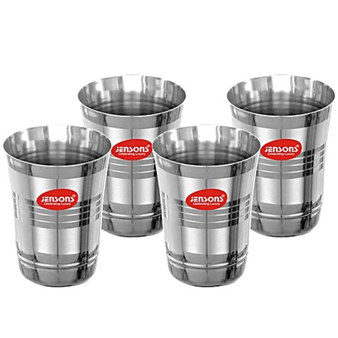 Buy Jensons Stainless Steel Drinking Glasses - With Silver Touch, Strong, Durable, Small Online ...