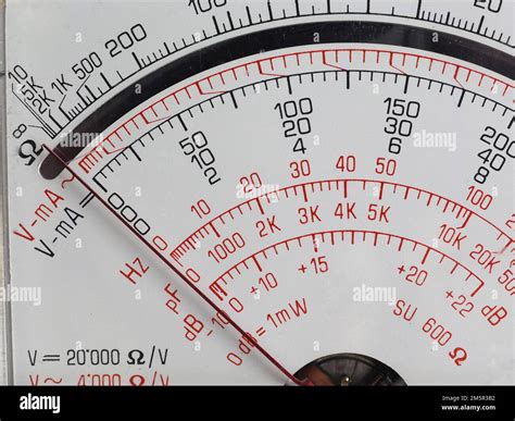 display of a vintage analog multimeter to measure voltage resistance ...