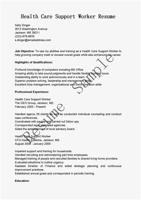 Resume Samples: Health Care Support Worker Resume Sample