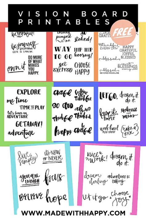 Vision Board Printables - Free Inspirational Words and Phrases