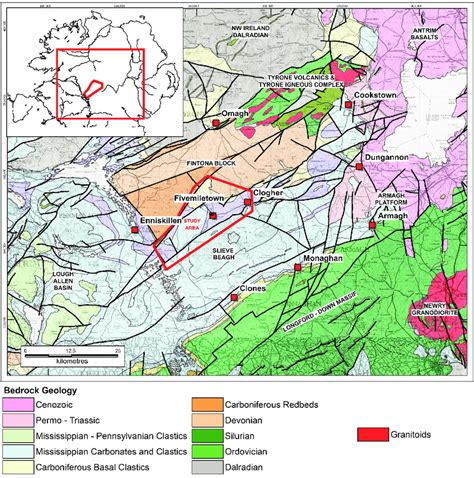 Regional Setting of the Clogher Valley and study area (outlined by red ...