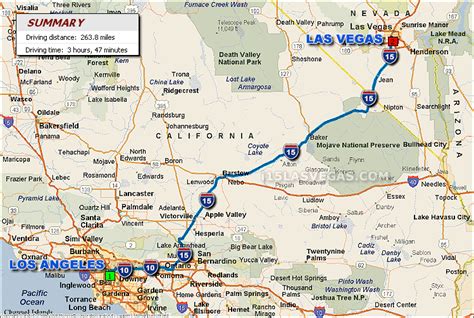 Los Angeles to Las Vegas Driving Distance Map