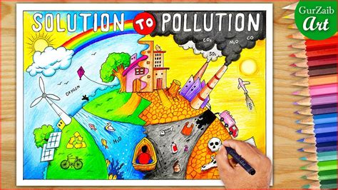 Solution to pollution poster drawing || how to make a poster chart ...