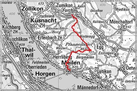 Wanderung: Meilen - Pfannenstiel - Forch | Map, Map screenshot