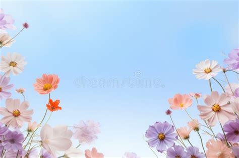 Floral Border with Purple and Pink Flowers Stock Image - Image of ...