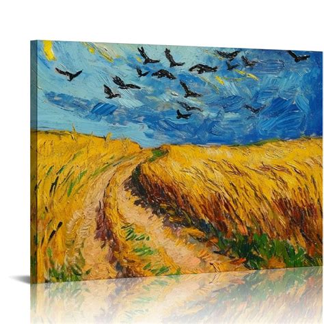 COMIO Wheat Field with Crows, Vincent Van Gogh Art Reproduction. Giclee Canvas Prints Wall Art ...