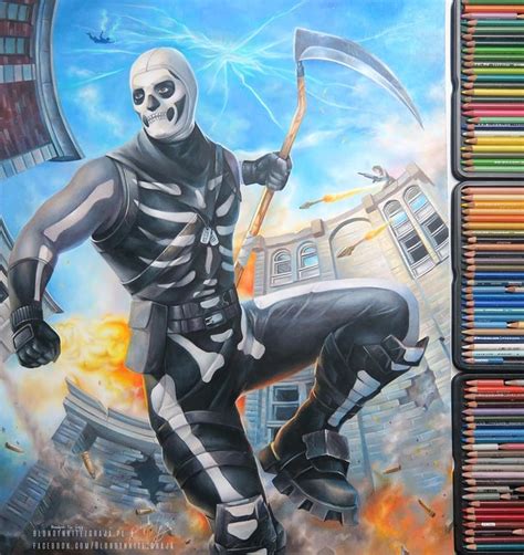 I worked hard over 100h to finish my colored pencils drawing of Skull Trooper! I am still very ...