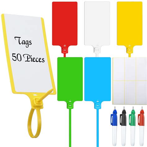 Buy Plastic Tags for Labeling Waterproof Plastic Tags with Marker Pens and Sticker Labels, Self ...