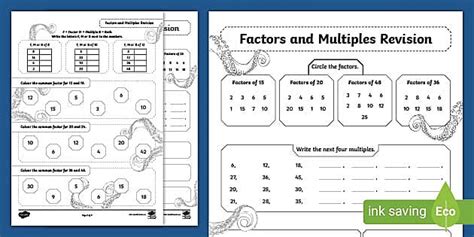 Factors and Multiples Revision Worksheet | Twinkl Maths