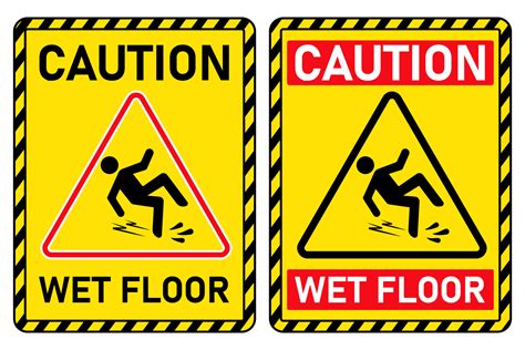 warning caution wet floor slippery after cleaning yellow printable sign ...