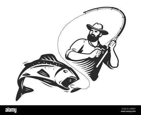 Fishing character Black and White Stock Photos & Images - Alamy