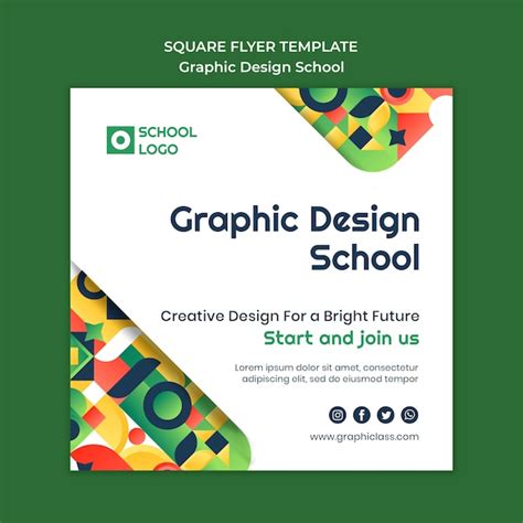 Free PSD | Graphic design school squared flyer template