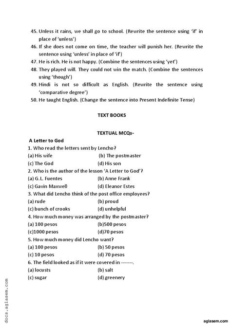 Class 10 English Question Bank (PDF) - Important Questions for Class 10 ...