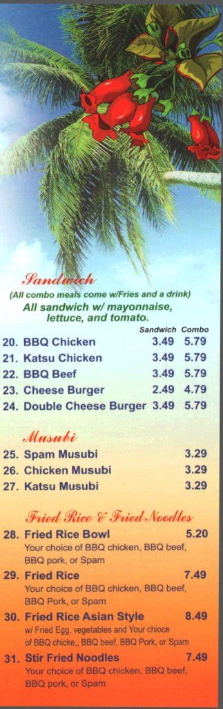 Aloha BBQ Menu - Lubbock Menu