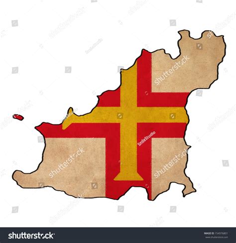 Guernsey Map On Guernsey Flag Drawing ,Grunge And Retro Flag Series Stock Photo 154976801 ...